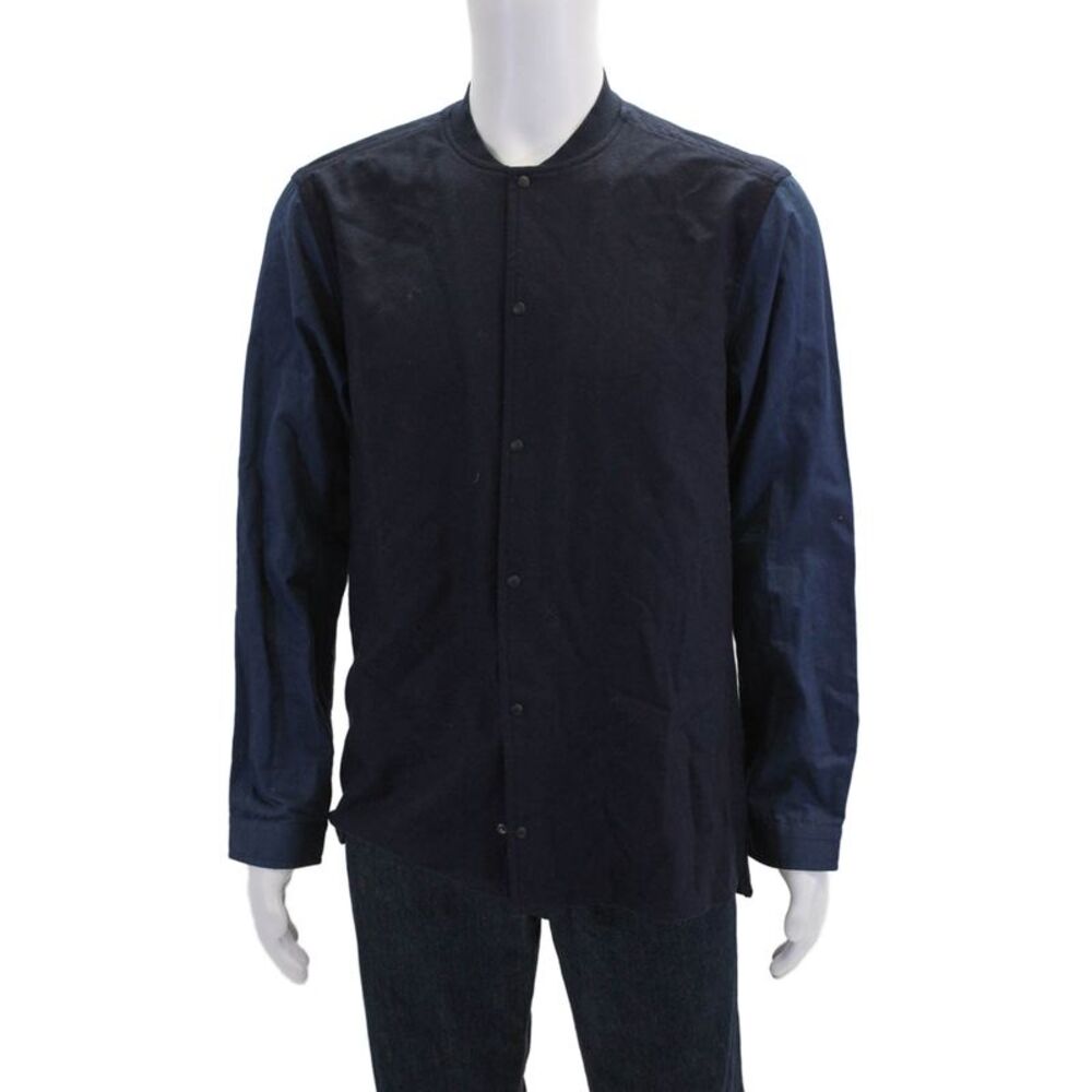 Basco Mens Long Sleeve Colorblock Snap Closure Jacket Blue Size M